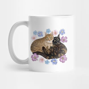 Two Cats with  Flowers Mug